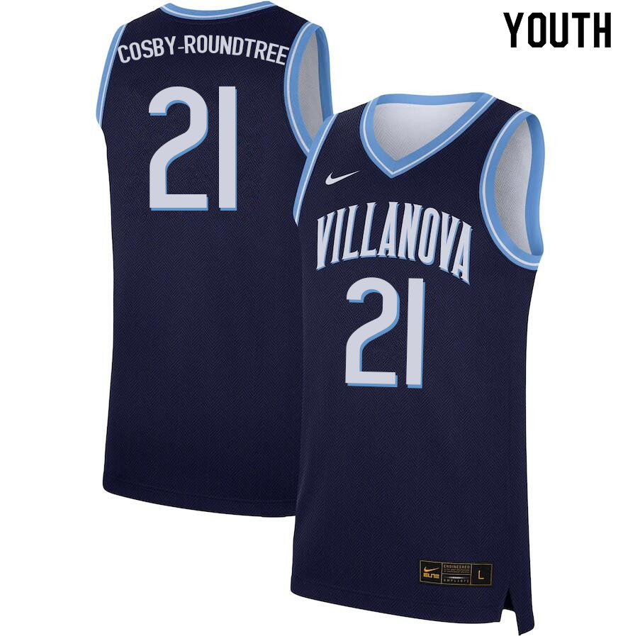Youth #21 Dhamir Cosby-Roundtree Villanova Wildcats College Basketball Jerseys Sale-Navy